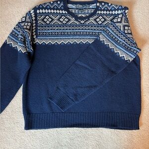 Polo Ralph Lauren Vintage 90’s Blue and White Nordic Fair Isle Wool Sweater